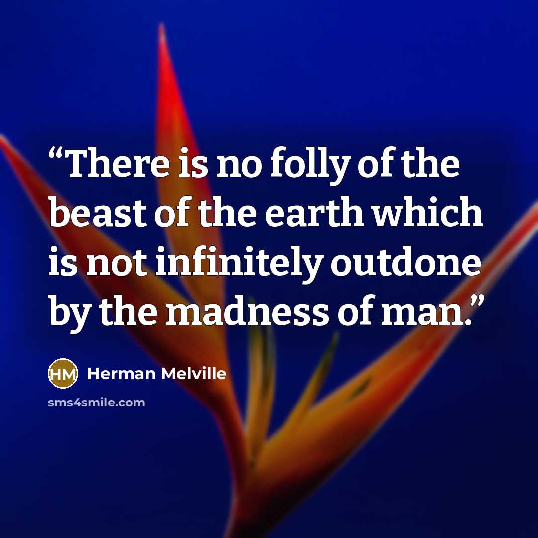“There is no folly of the beast of the earth which is not infinitely outdone by the madness of man.” quote by Herman Melville