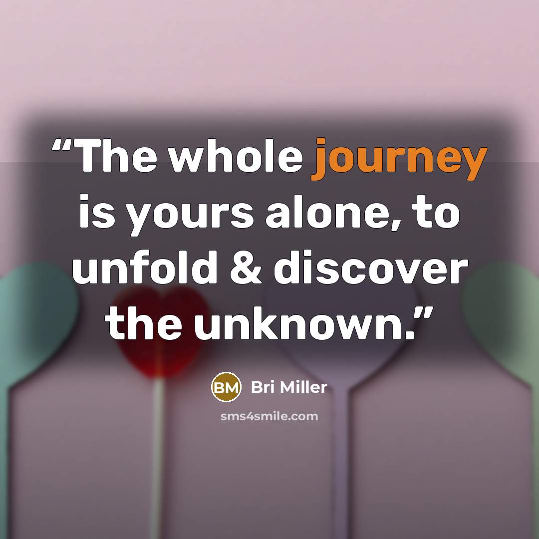 “The whole journey is yours alone, to unfold & discover the unknown.” quote by Bri Miller