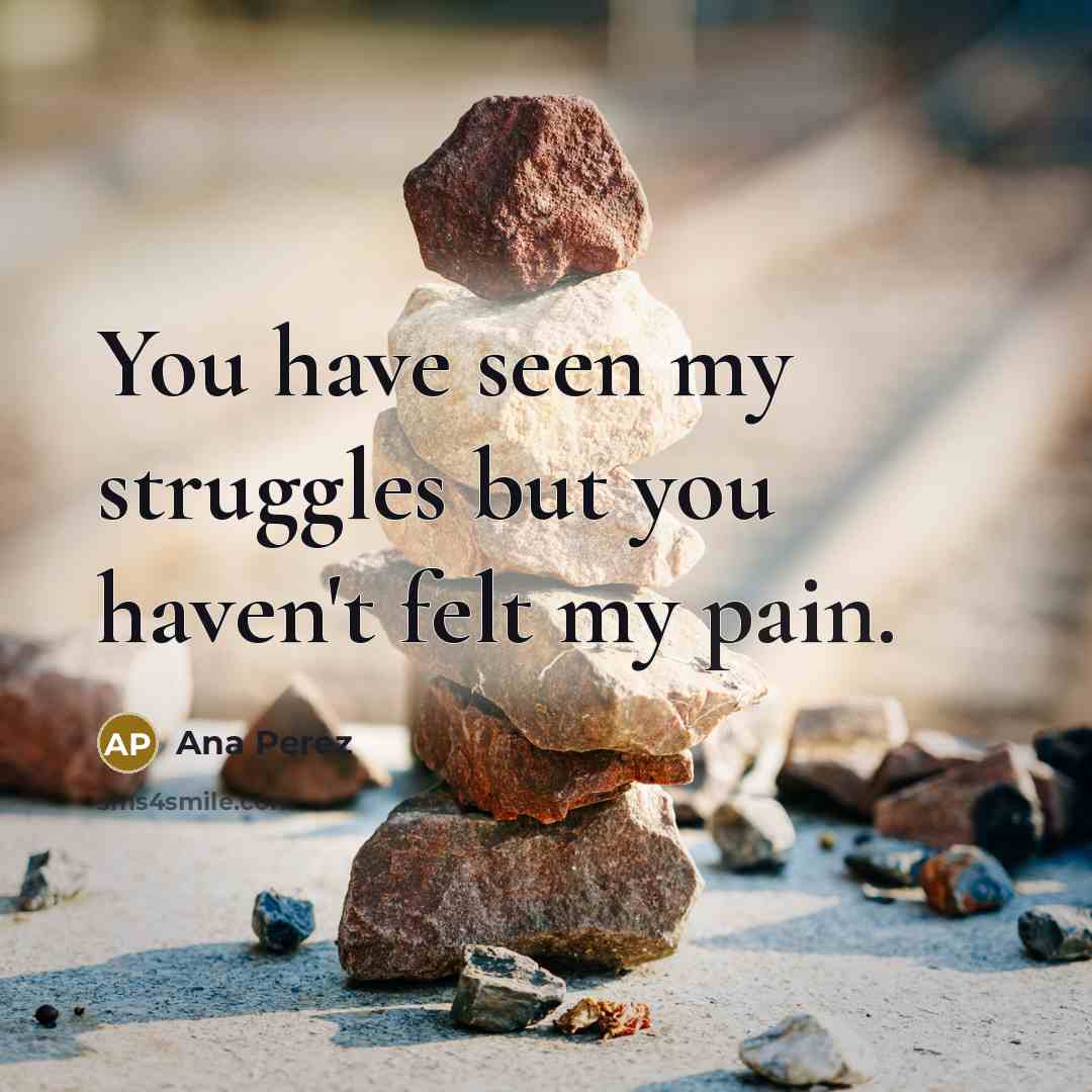 “You have seen my struggles but you haven't felt my pain.” quote by Ana Perez