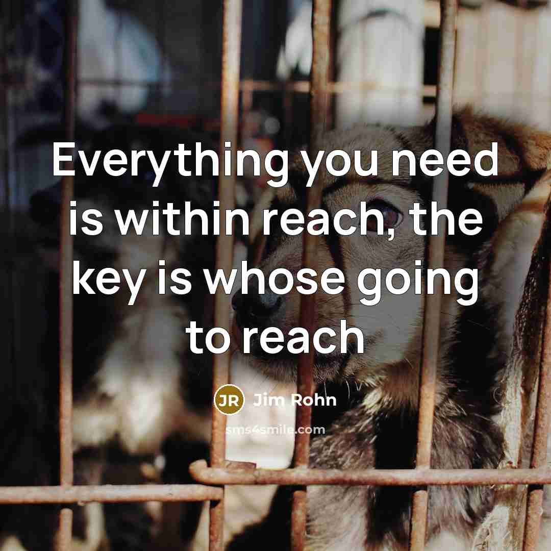 “Everything you need is within reach, the key is whose going to reach” quote by Jim Rohn