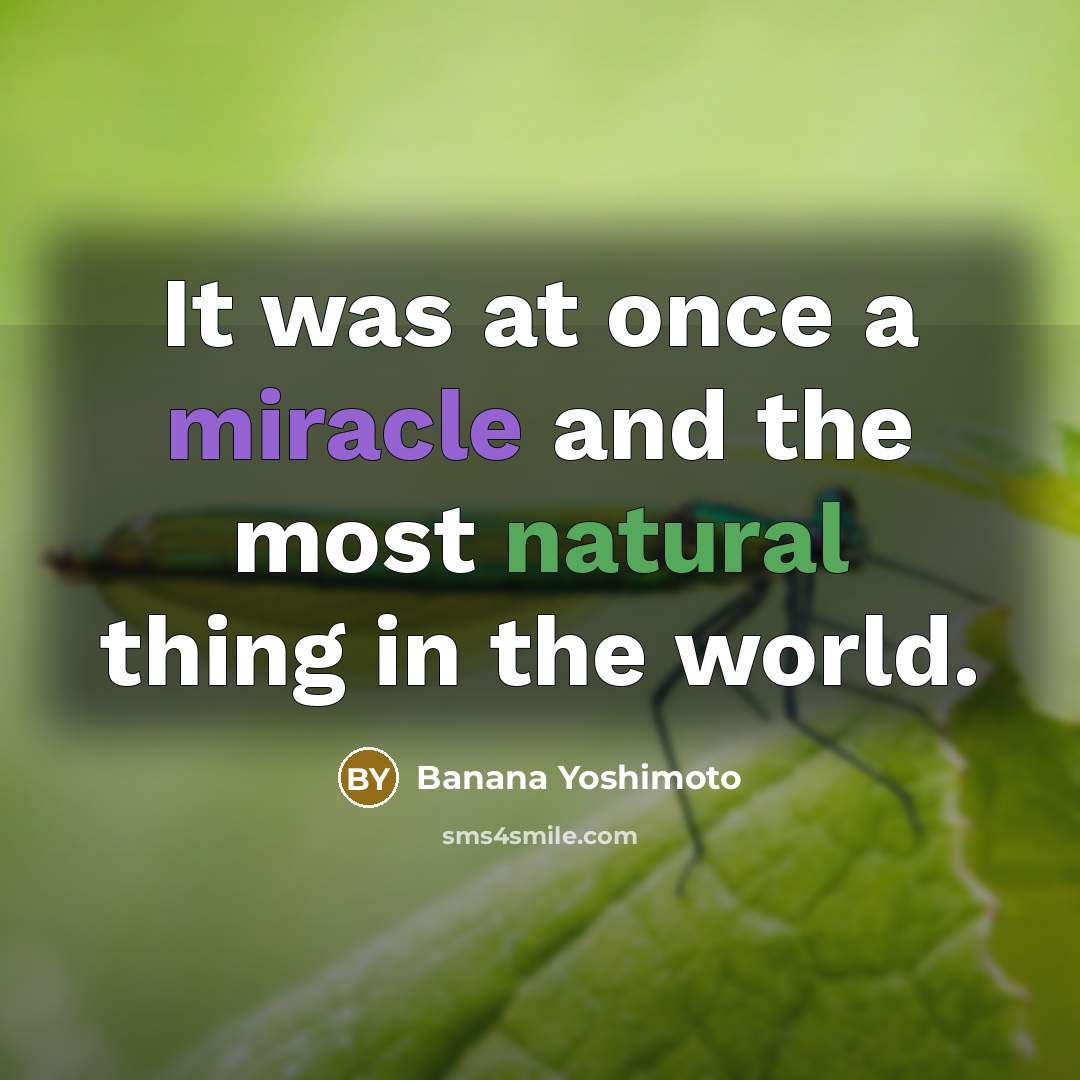 “It was at once a miracle and the most natural thing in the world.” quote by Banana Yoshimoto