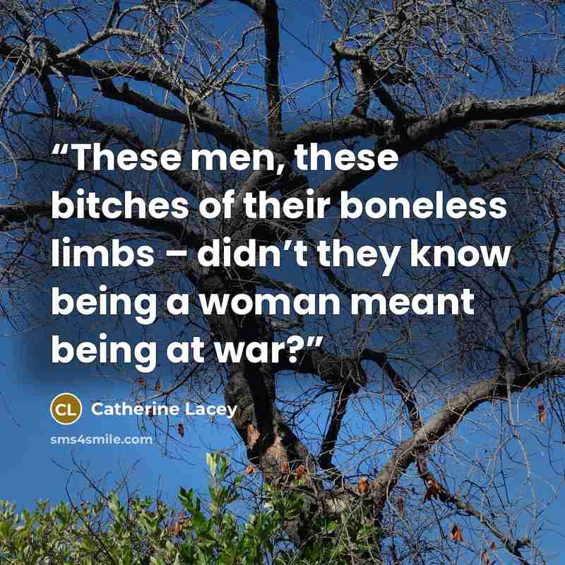 “These men, these bitches of their boneless limbs – didn’t they know being a woman meant being at war?” quote by Catherine Lacey