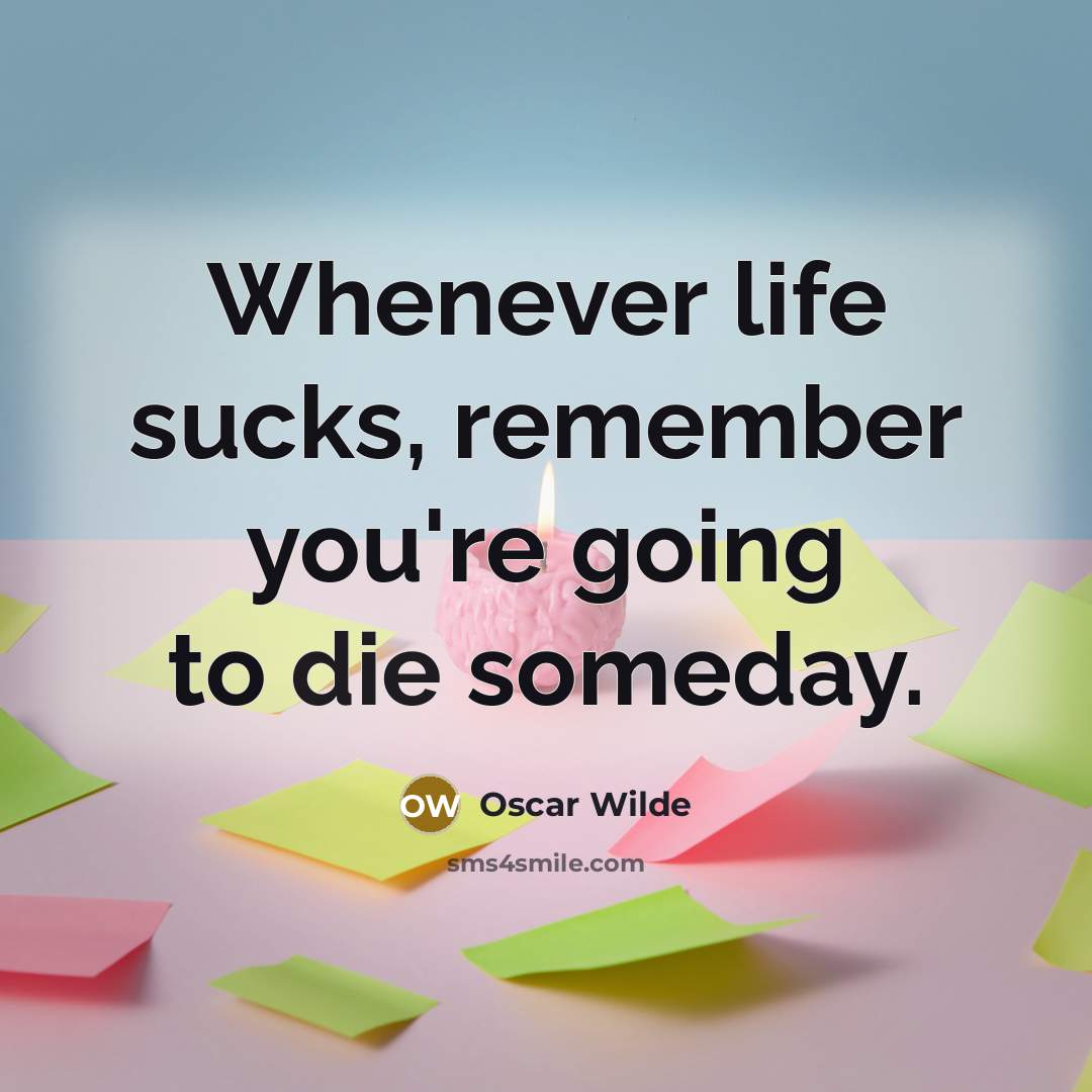 “Whenever life sucks, remember you're going to die someday.” quote by Oscar Wilde