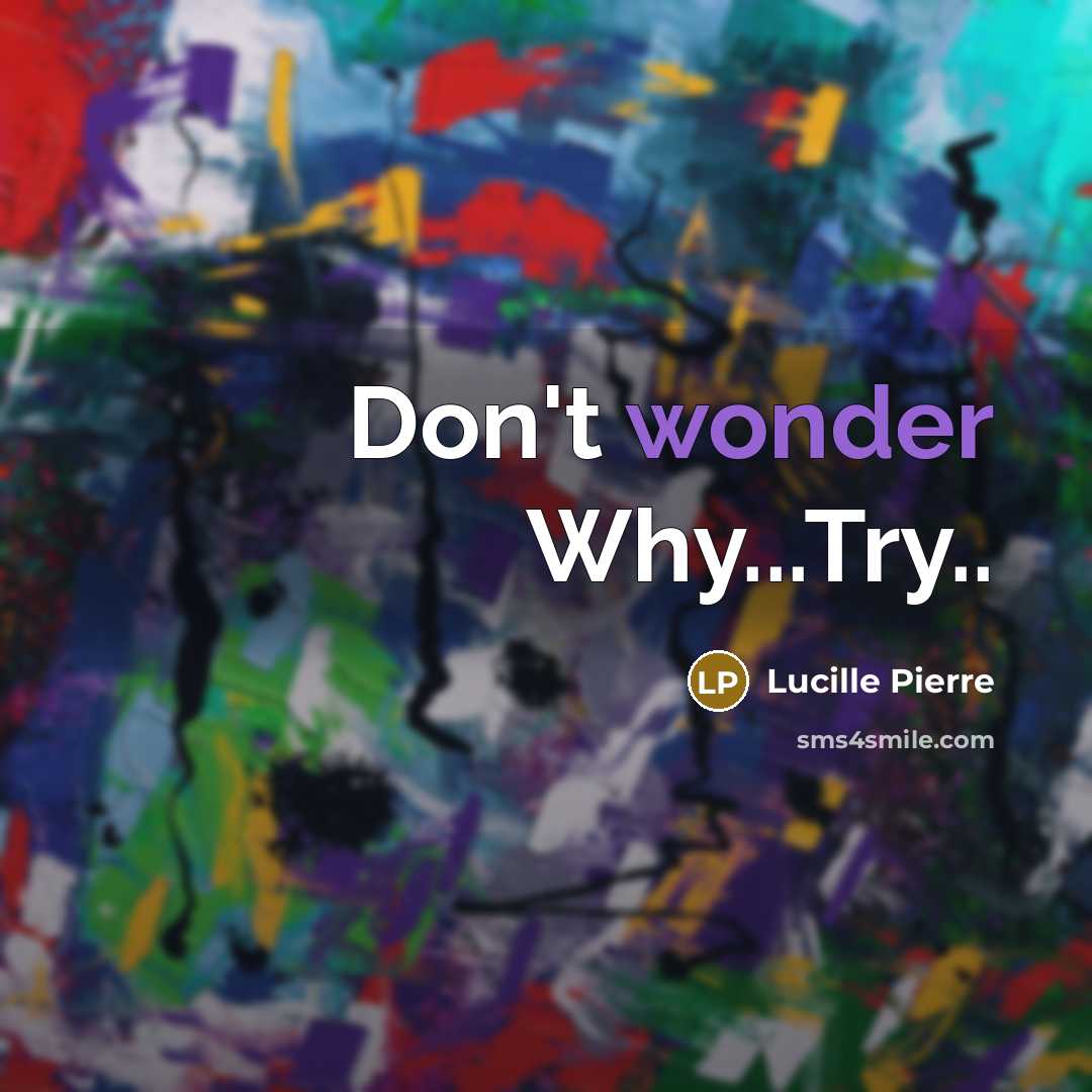 “Don't wonder Why...Try..” quote by Lucille Pierre