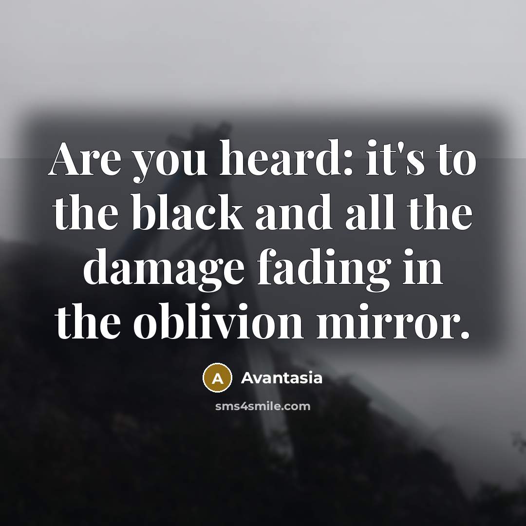 “Are you heard: it's to the black and all the damage fading in the oblivion mirror.” quote by Avantasia