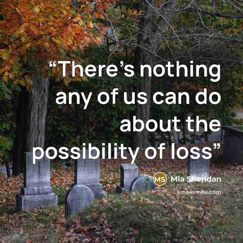 “There's nothing any of us can do about the possibility of loss” quote by Mia Sheridan