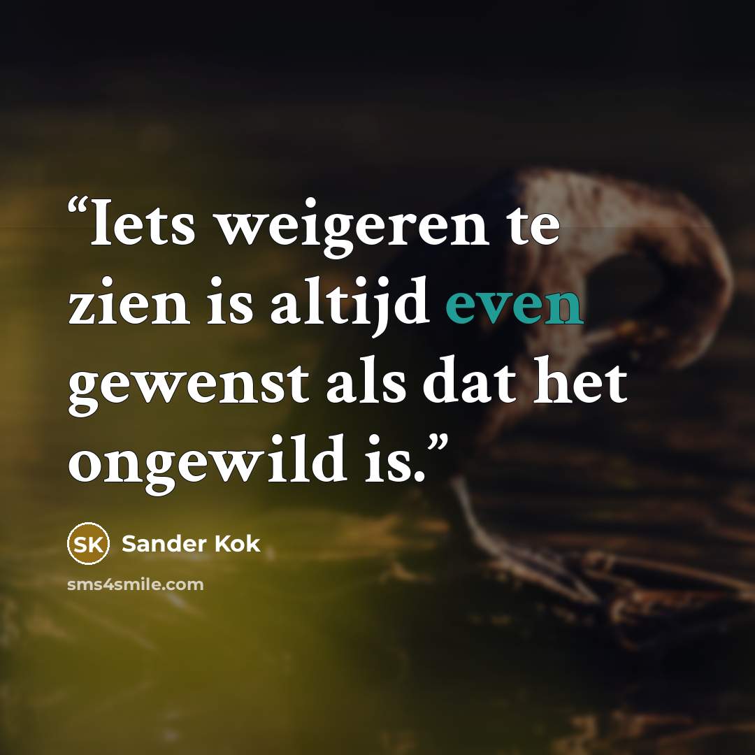 “Iets weigeren te zien is altijd even gewenst als dat het ongewild is.” quote by Sander Kok