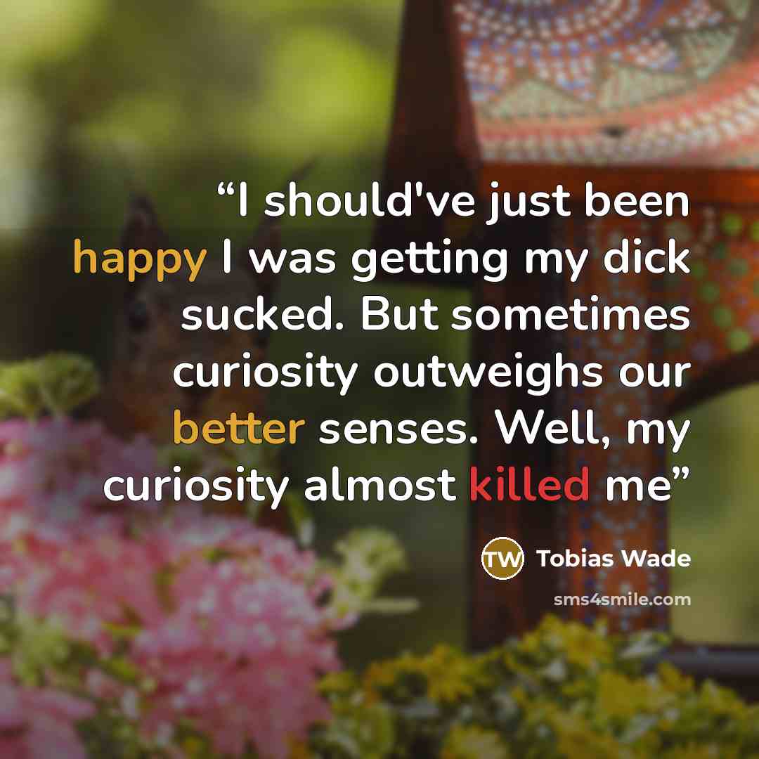 “I should've just been happy I was getting my dick sucked. But sometimes curiosity outweighs our better senses. Well, my curiosity almost killed me” quote by Tobias Wade