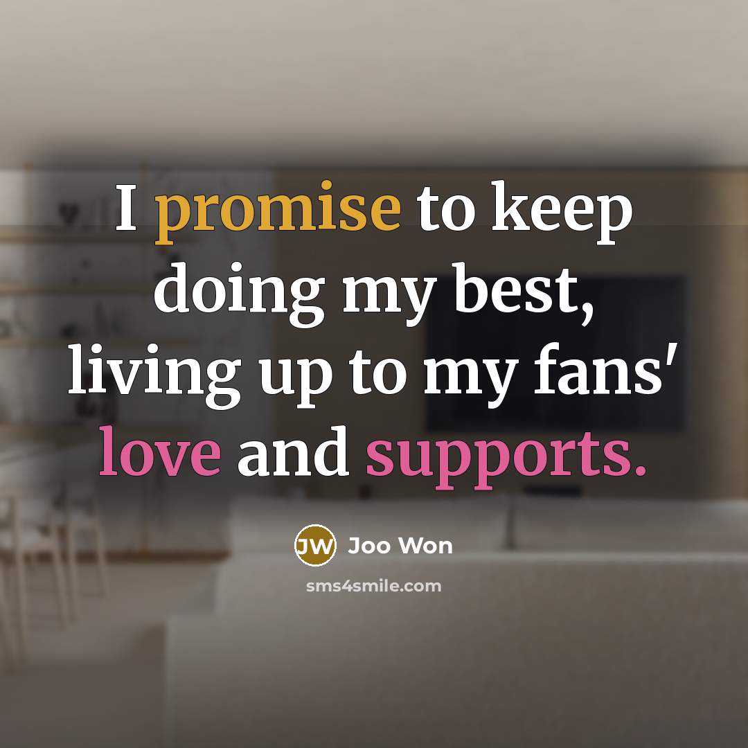 “I promise to keep doing my best, living up to my fans' love and supports.” quote by Joo Won