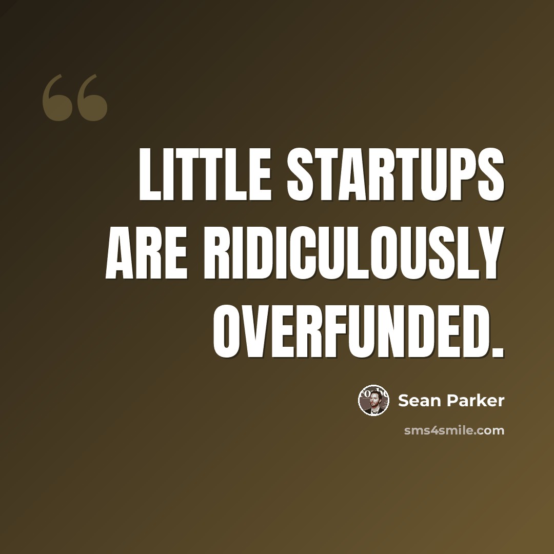 “Little startups are ridiculously overfunded.” quote by Sean Parker