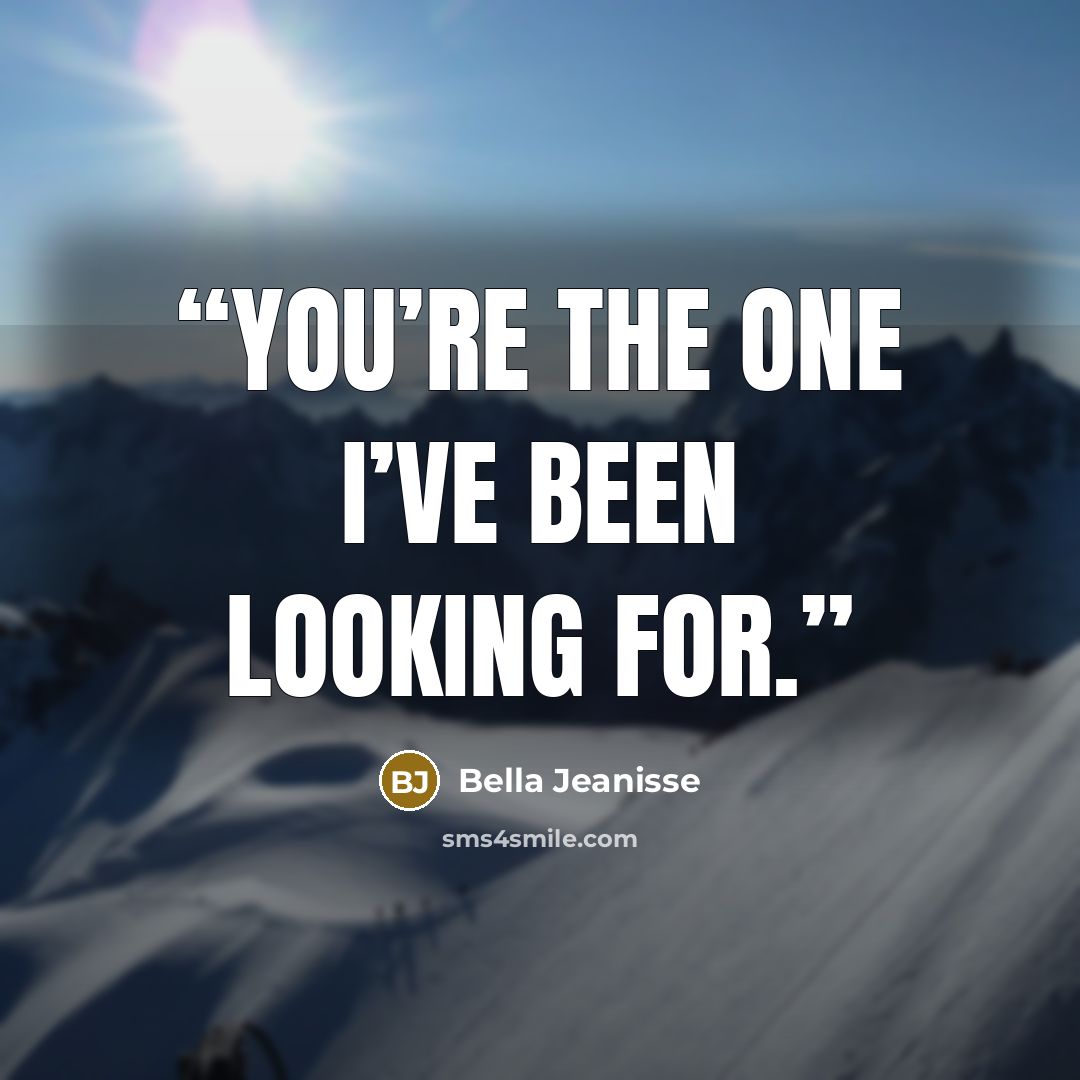 “You’re the one I’ve been looking for.” quote by Bella Jeanisse