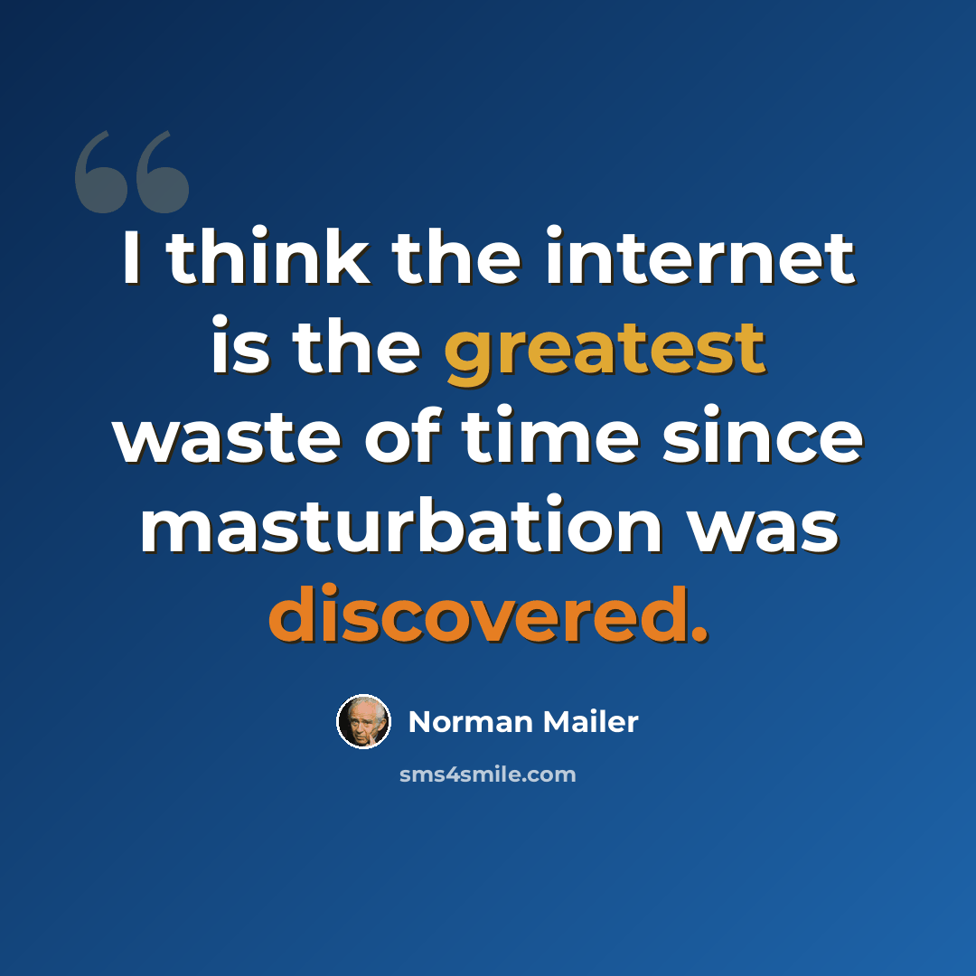 “I think the internet is the greatest waste of time since masturbation was discovered.” quote by Norman Mailer