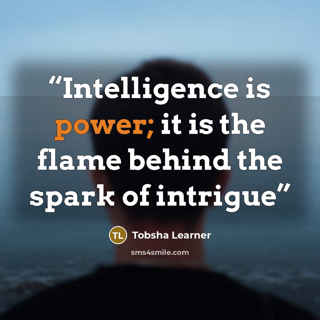 “Intelligence is power; it is the flame behind the spark of intrigue” quote by Tobsha Learner
