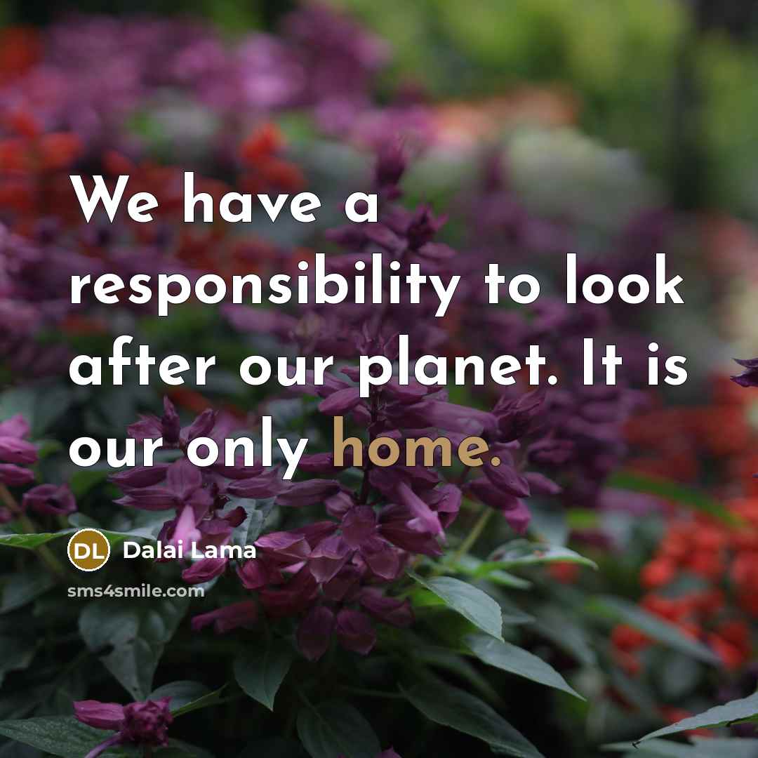 “We have a responsibility to look after our planet. It is our only home.” quote by Dalai Lama
