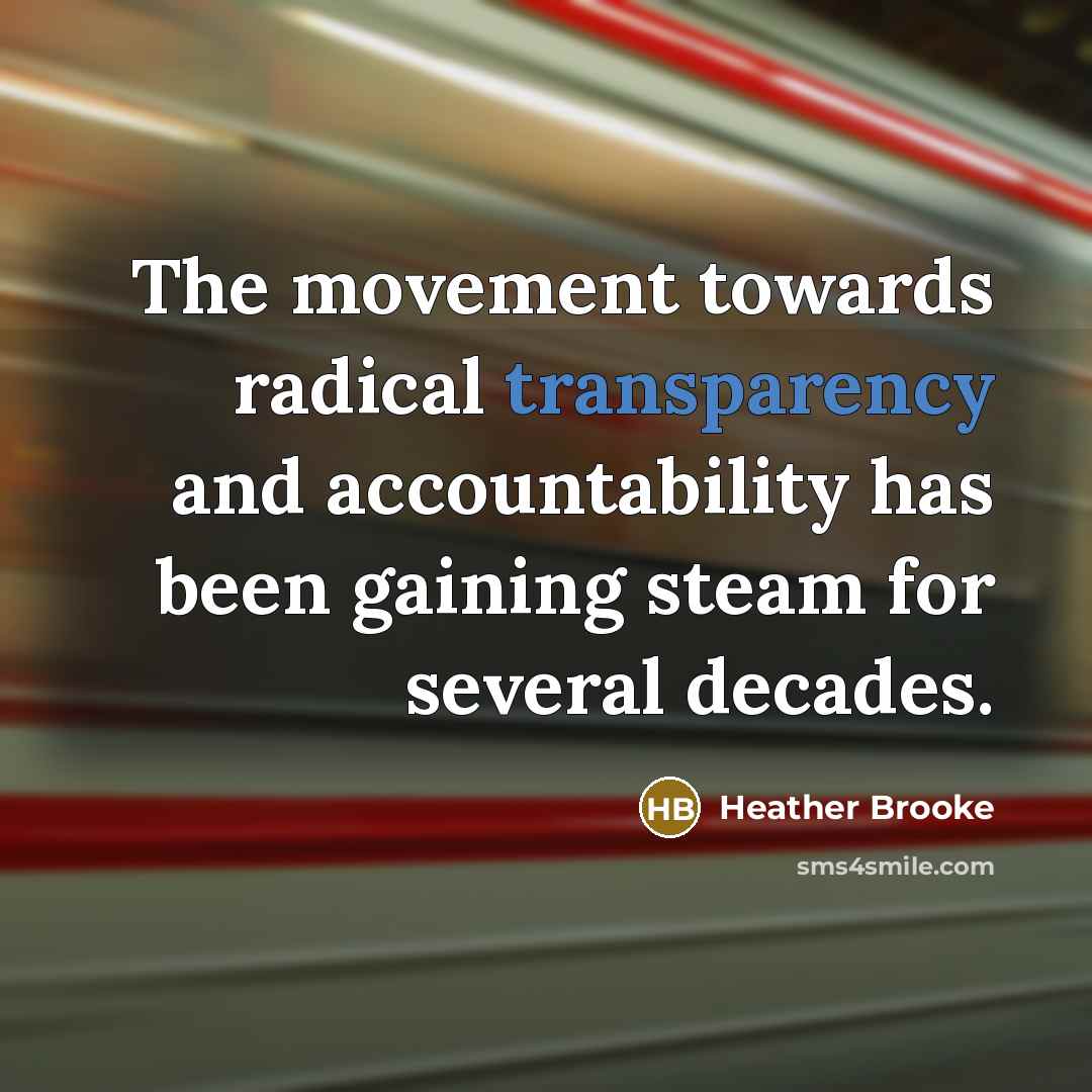 “The movement towards radical transparency and accountability has been gaining steam for several decades.” quote by Heather Brooke