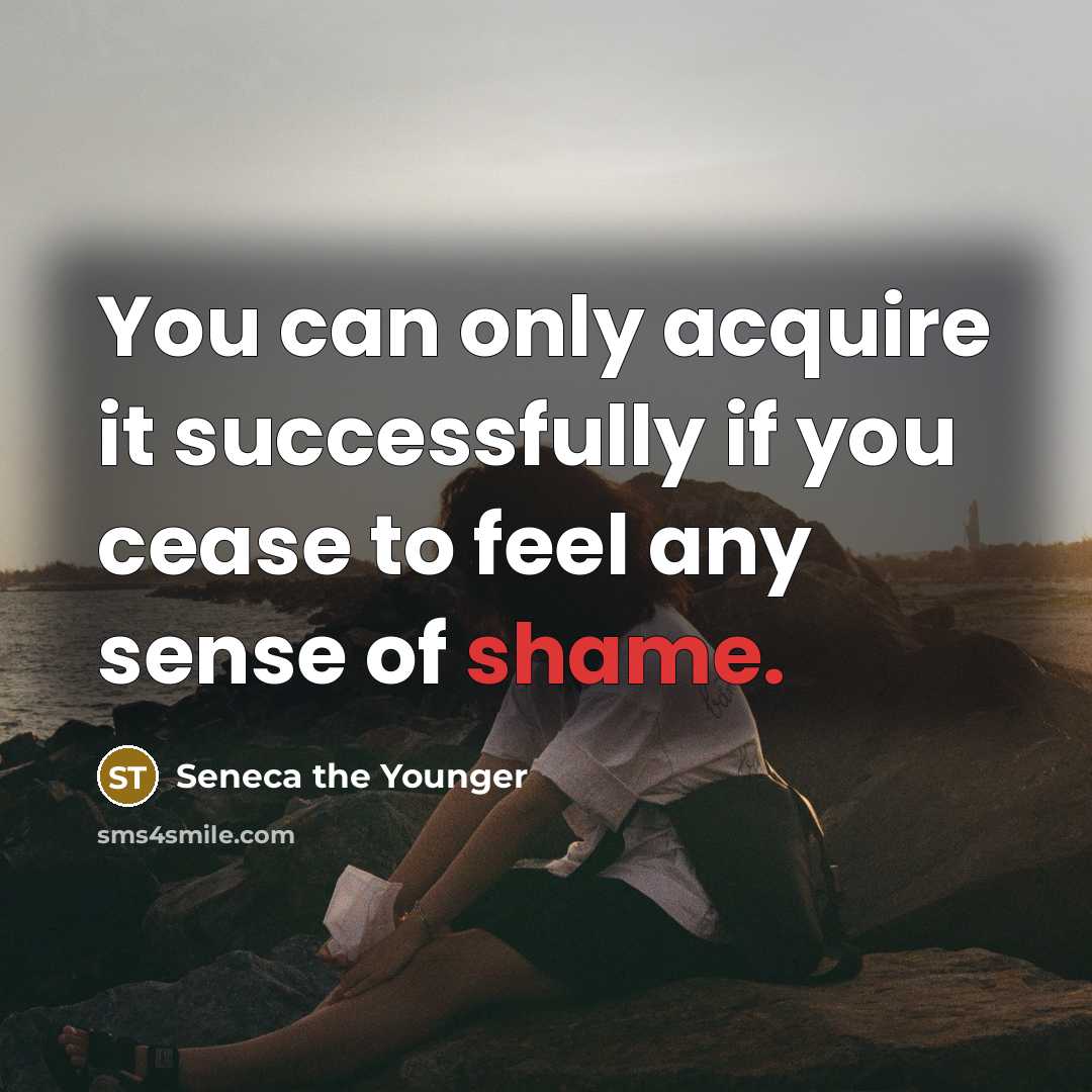 “You can only acquire it successfully if you cease to feel any sense of shame.” quote by Seneca the Younger