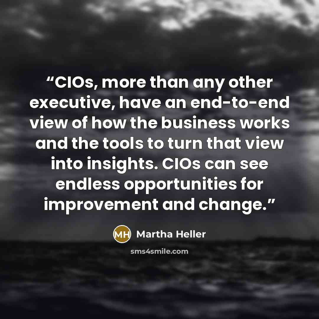 “CIOs, more than any other executive, have an end-to-end view of how the business works and the tools to turn that view into insights. CIOs can see endless opportunities for improvement and change.” quote by Martha Heller