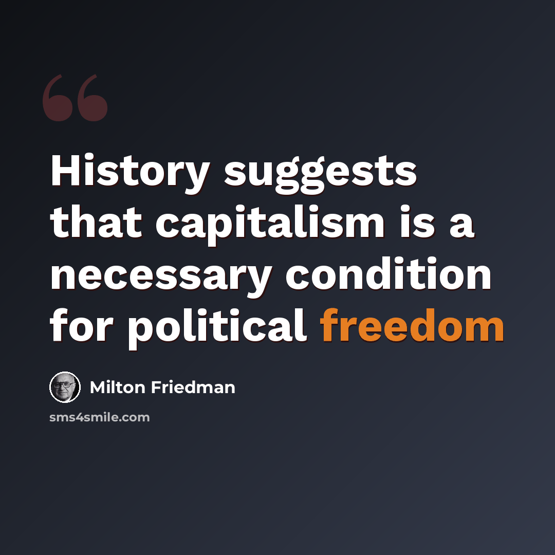 “History suggests that capitalism is a necessary condition for political freedom” quote by Milton Friedman