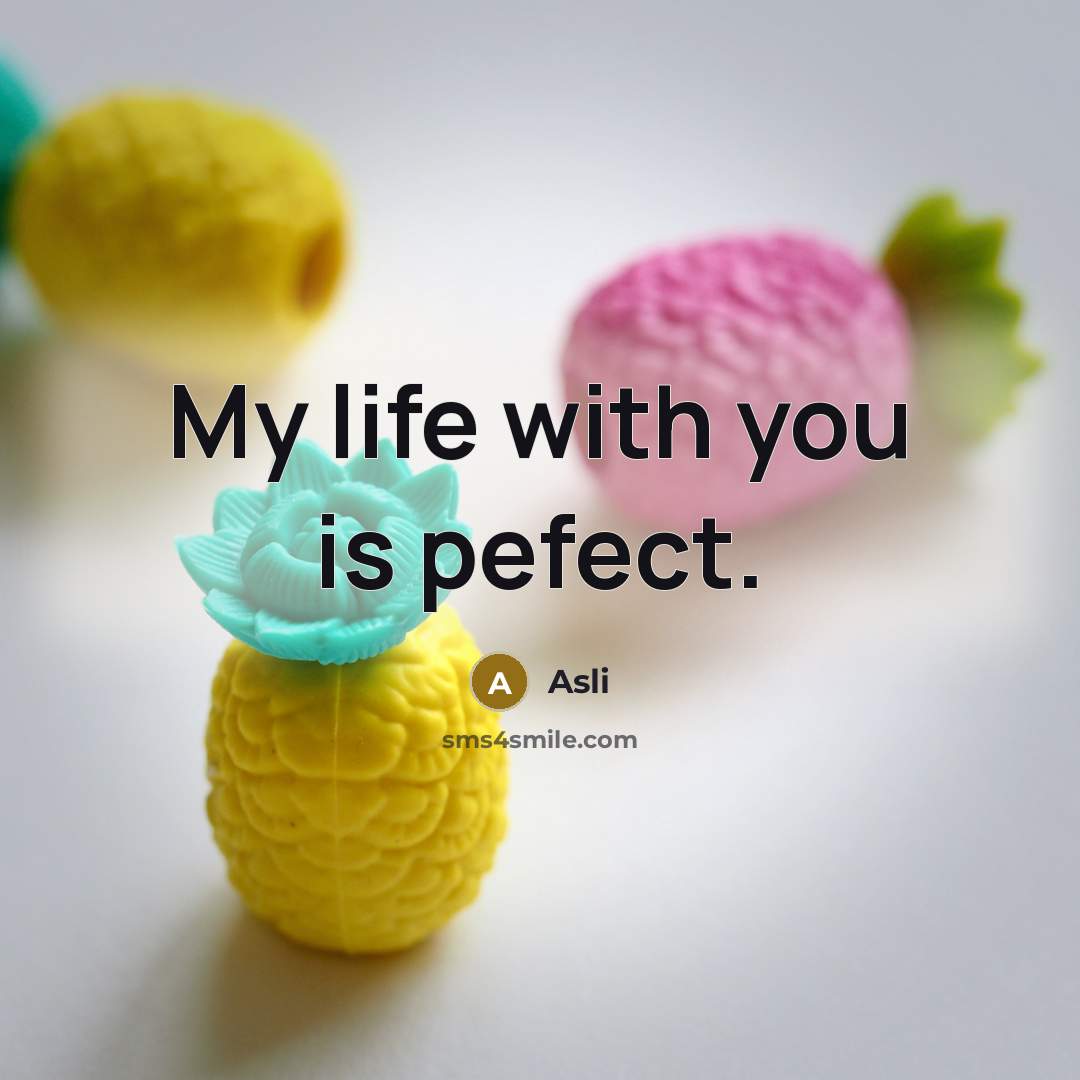 “My life with you is pefect.” quote by Asli