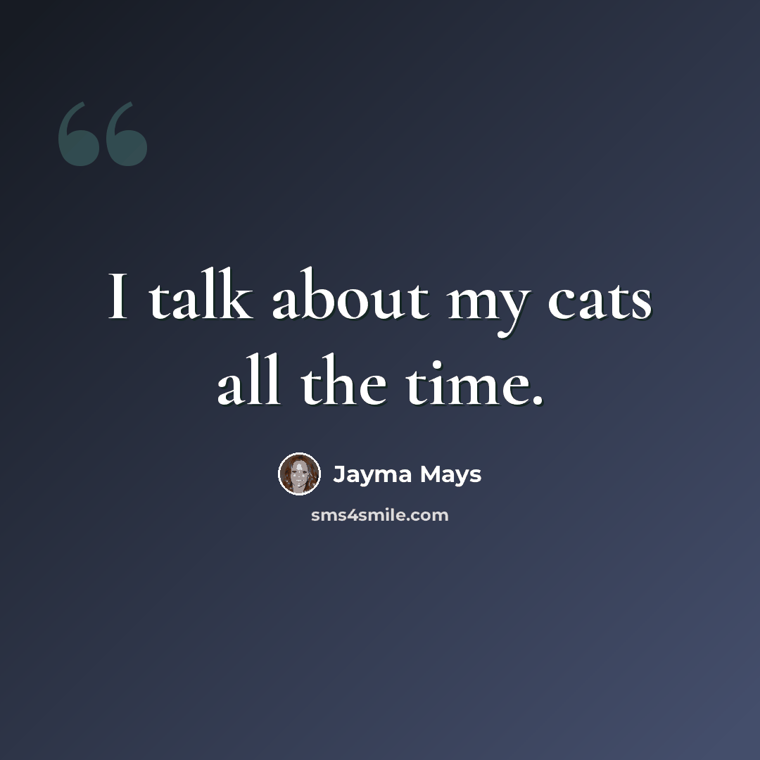 “I talk about my cats all the time.” quote by Jayma Mays