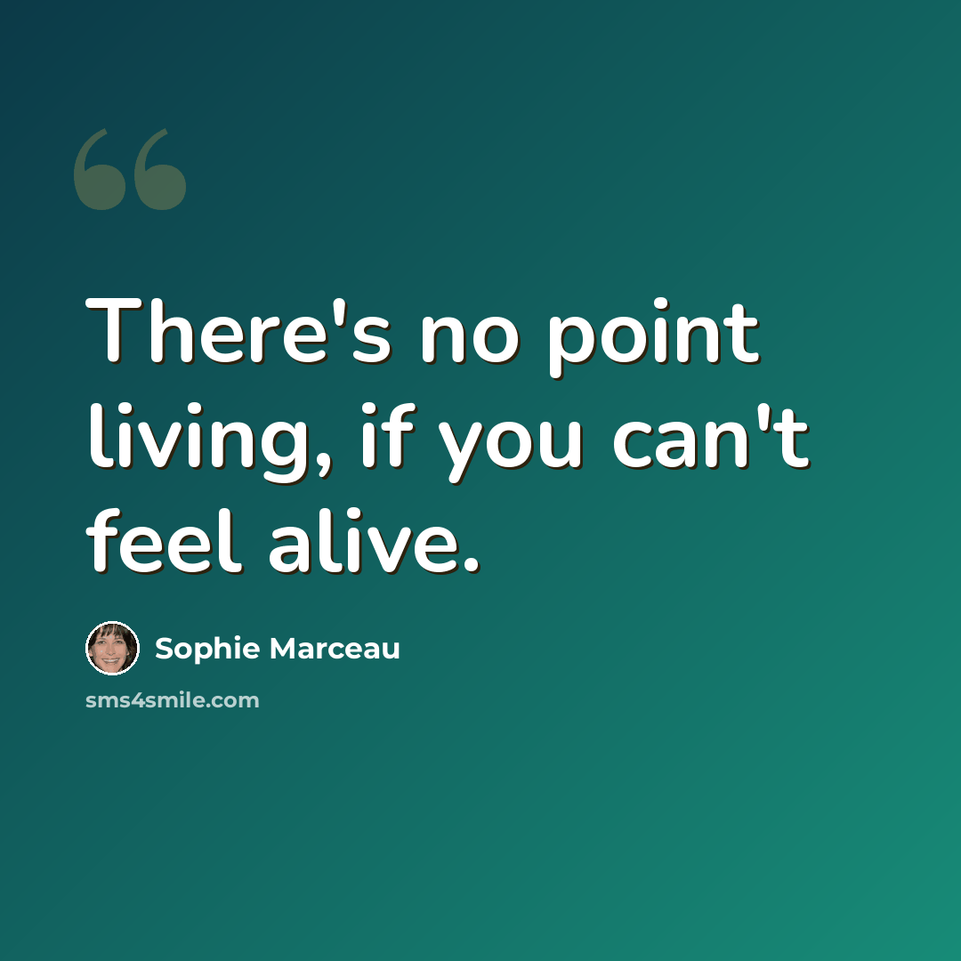 “There's no point living, if you can't feel alive.” quote by Sophie Marceau