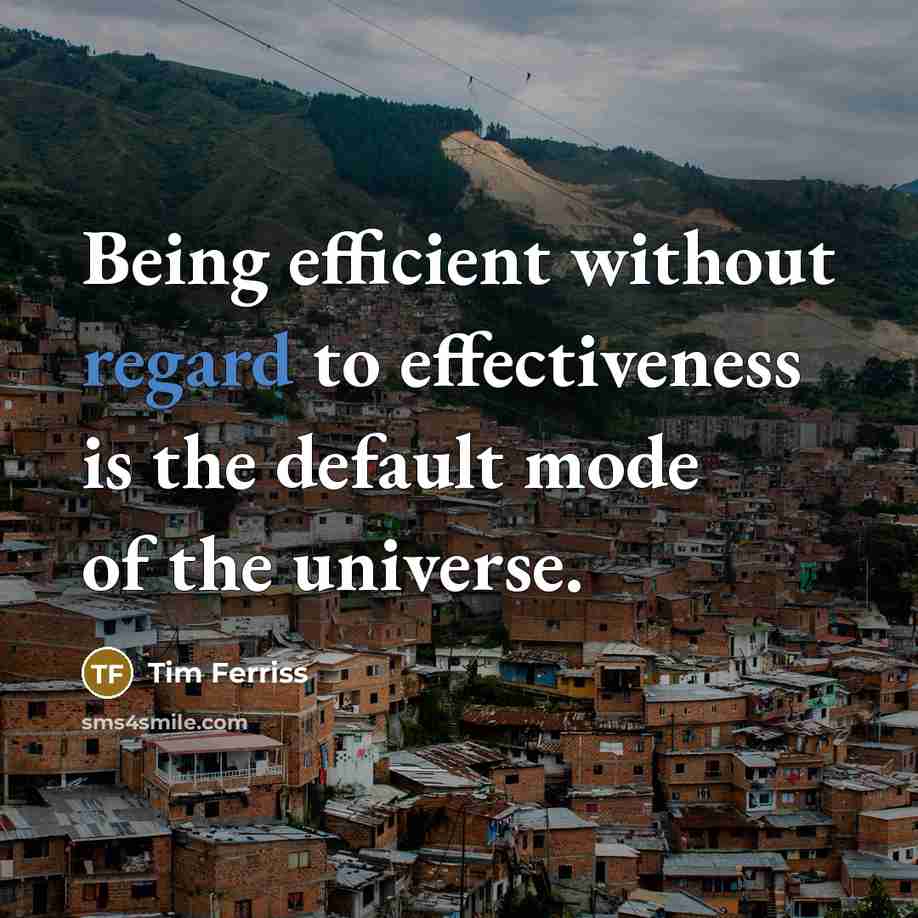 “Being efficient without regard to effectiveness is the default mode of the universe.” quote by Tim Ferriss
