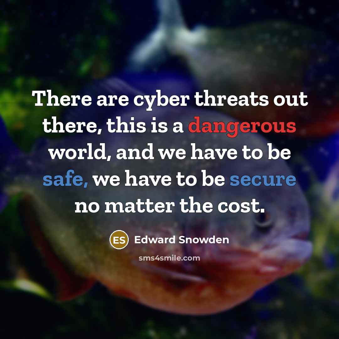“There are cyber threats out there, this is a dangerous world, and we have to be safe, we have to be secure no matter the cost.” quote by Edward Snowden