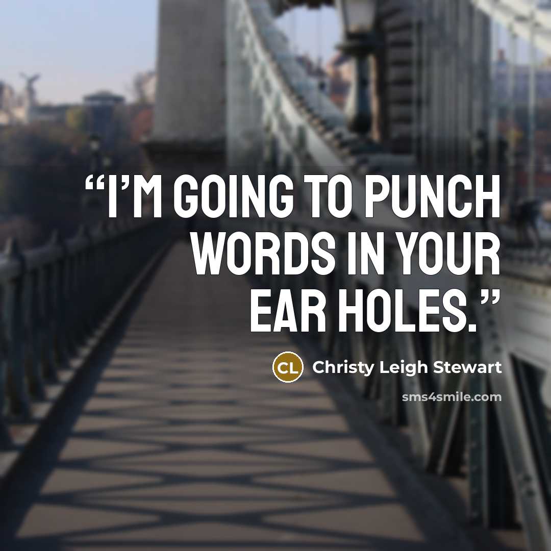 “I’m going to punch words in your ear holes.” quote by Christy Leigh Stewart