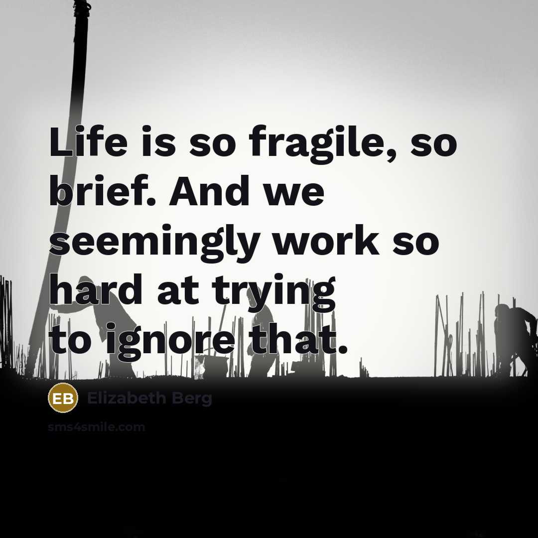 “Life is so fragile, so brief. And we seemingly work so hard at trying to ignore that.” quote by Elizabeth Berg