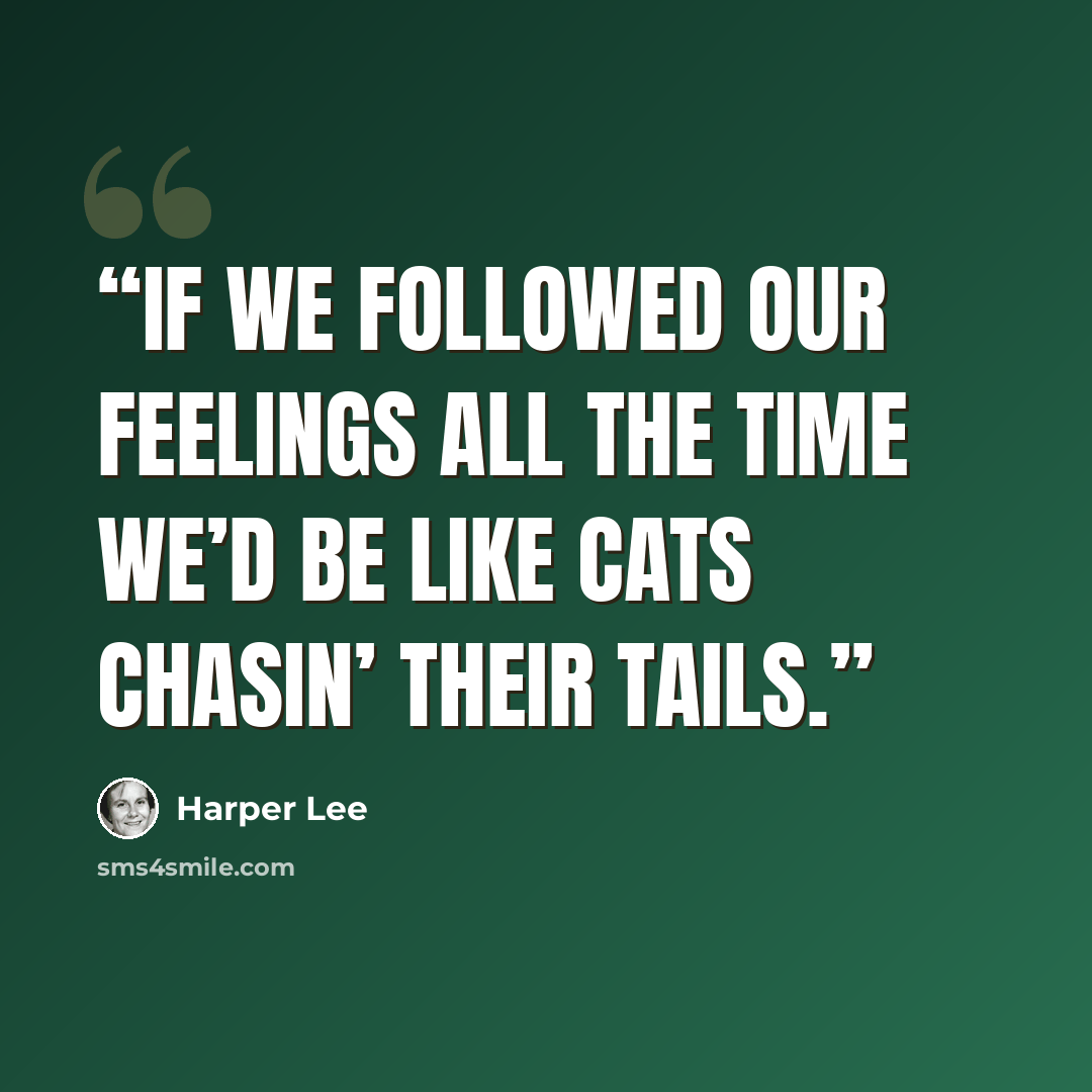 “if we followed our feelings all the time we’d be like cats chasin’ their tails.” quote by Harper Lee