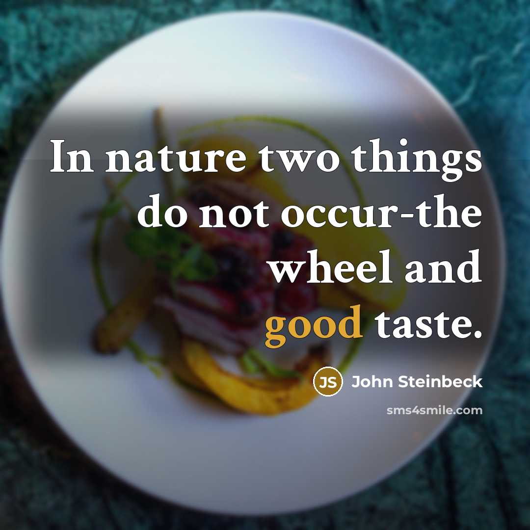 “In nature two things do not occur-the wheel and good taste.” quote by John Steinbeck