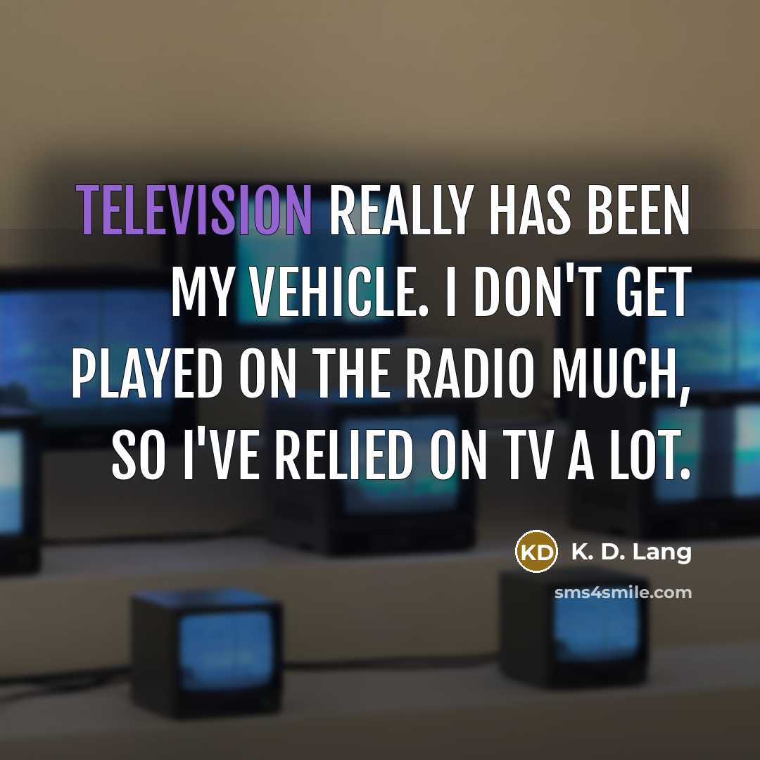 “Television really has been my vehicle. I don't get played on the radio much, so I've relied on TV a lot.” quote by K. D. Lang