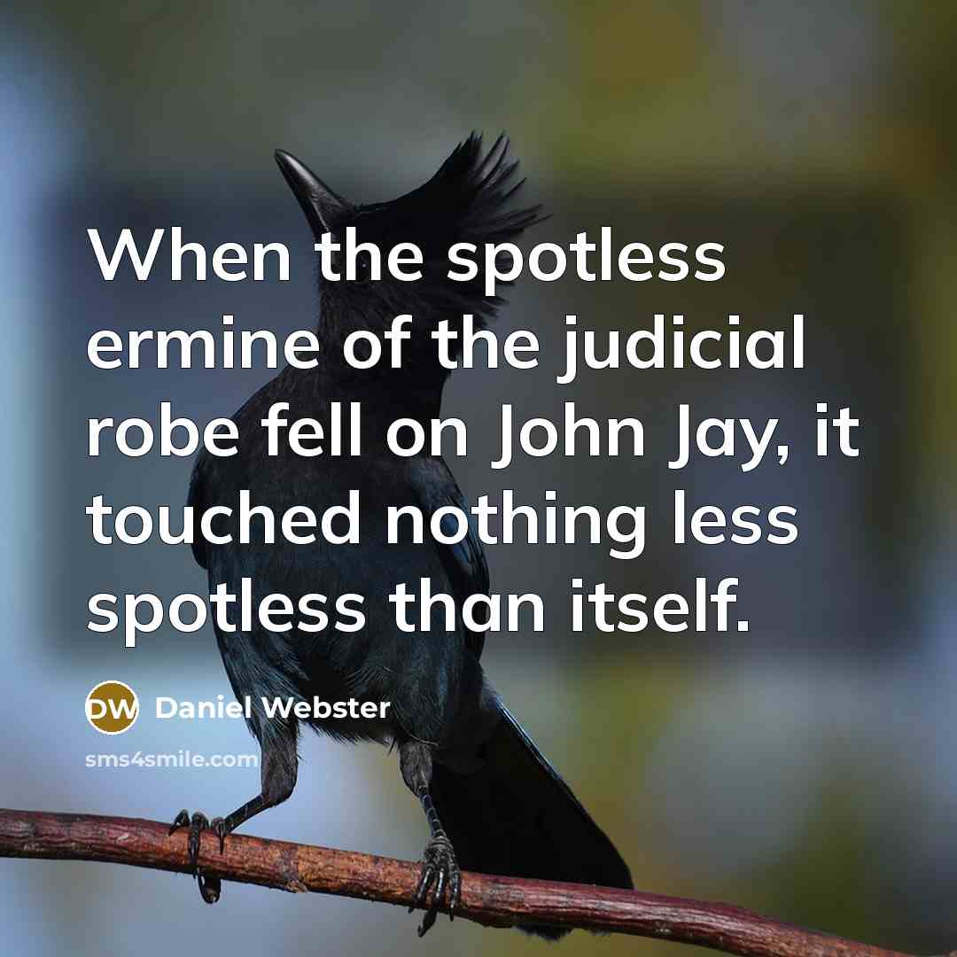 “When the spotless ermine of the judicial robe fell on John Jay, it touched nothing less spotless than itself.” quote by Daniel Webster