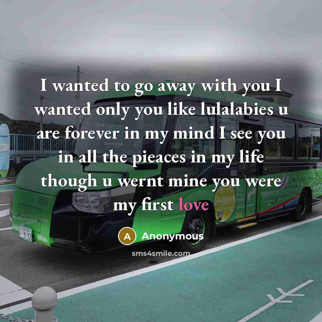 “I wanted to go away with you I wanted only you like lulalabies u are forever in my mind I see you in all the pieaces in my life though u wernt mine you were my first love” quote by Anonymous