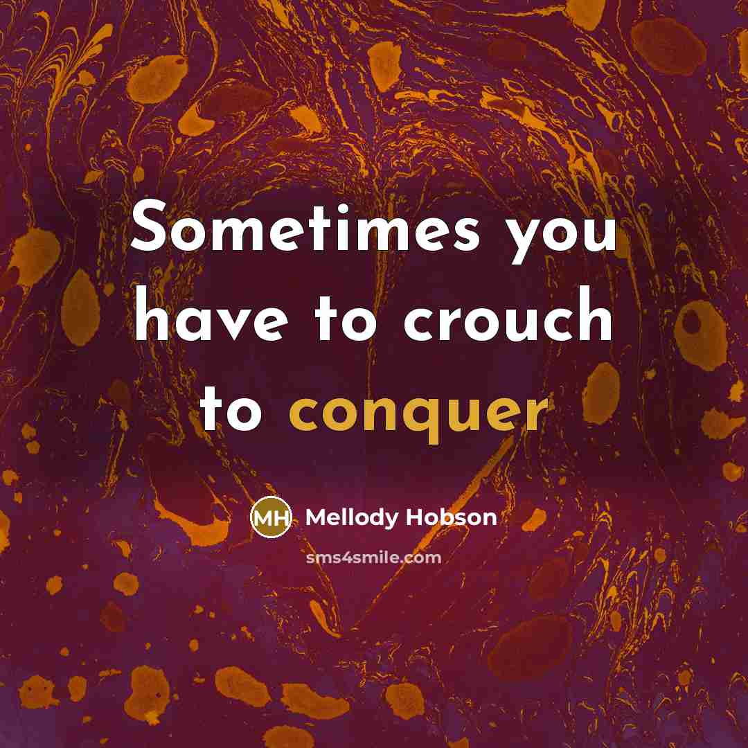 “Sometimes you have to crouch to conquer” quote by Mellody Hobson