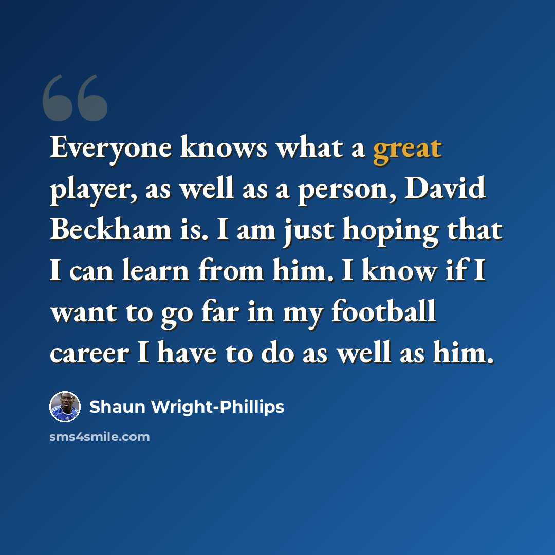 “Everyone knows what a great player, as well as a person, David Beckham is. I am just hoping that I can learn from him. I know if I want to go far in my football career I have to do as well as him.” quote by Shaun Wright-Phillips