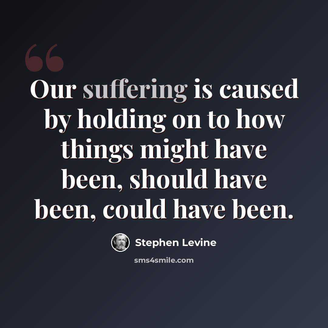“Our suffering is caused by holding on to how things might have been, should have been, could have been.” quote by Stephen Levine