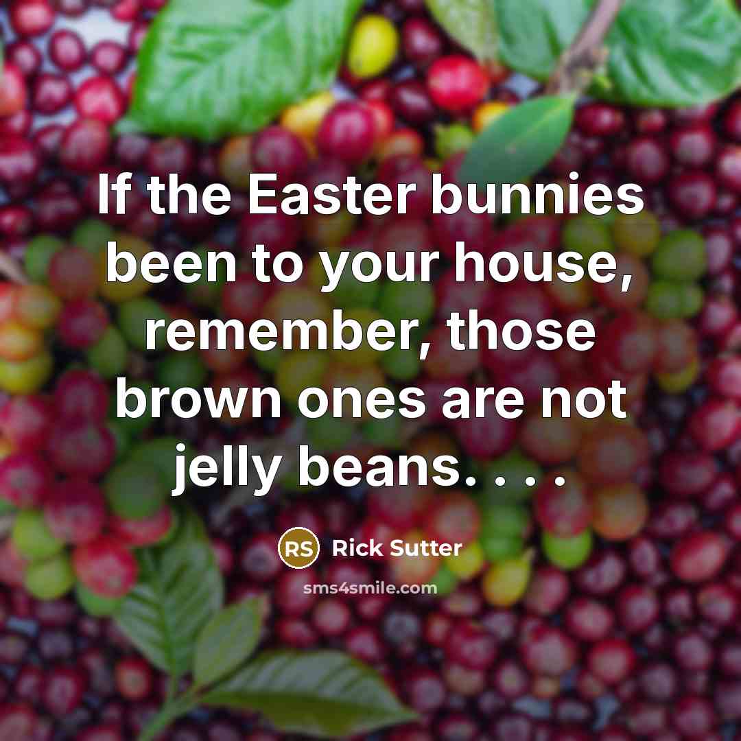 “If the Easter bunnies been to your house, remember, those brown ones are not jelly beans. . . .” quote by Rick Sutter