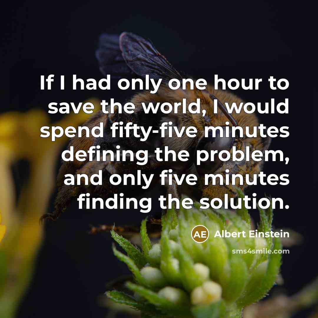 “If I had only one hour to save the world, I would spend fifty-five minutes defining the problem, and only five minutes finding the solution.” quote by Albert Einstein