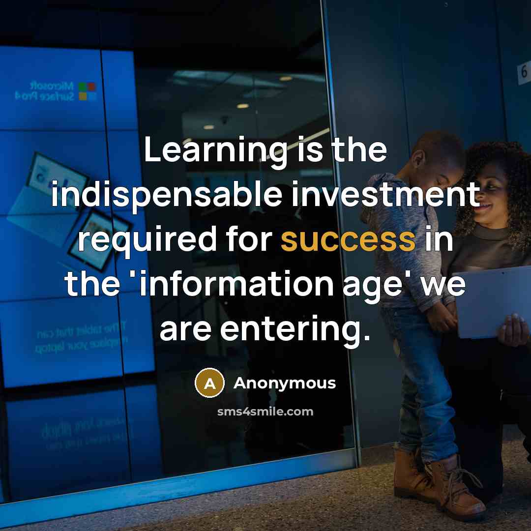 “Learning is the indispensable investment required for success in the 'information age' we are entering.” quote by Anonymous