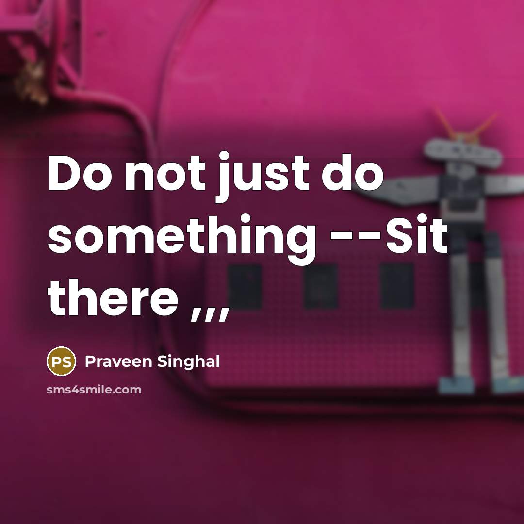 “Do not just do something --Sit there ,,,” quote by Praveen Singhal