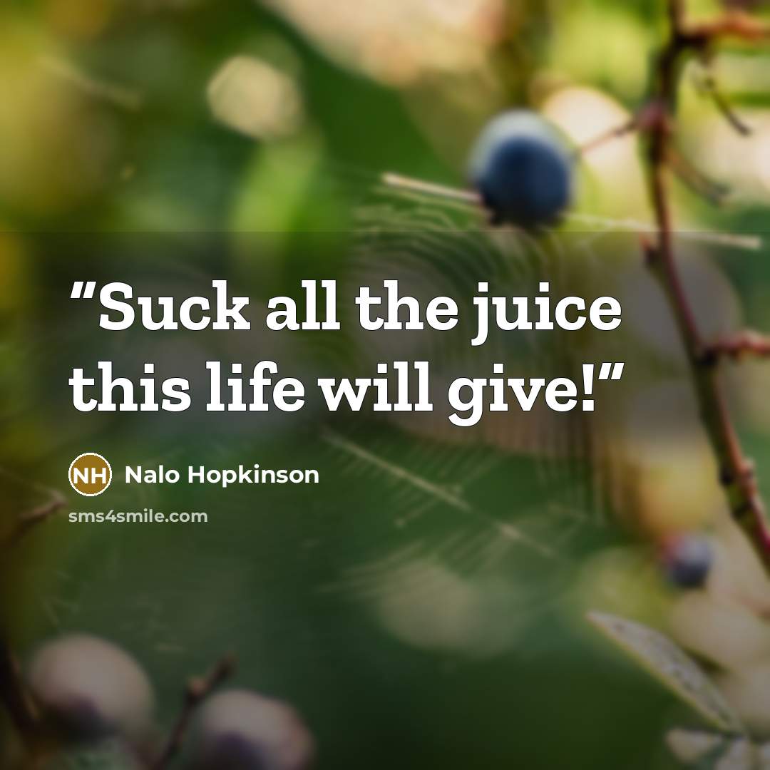 “Suck all the juice this life will give!” quote by Nalo Hopkinson