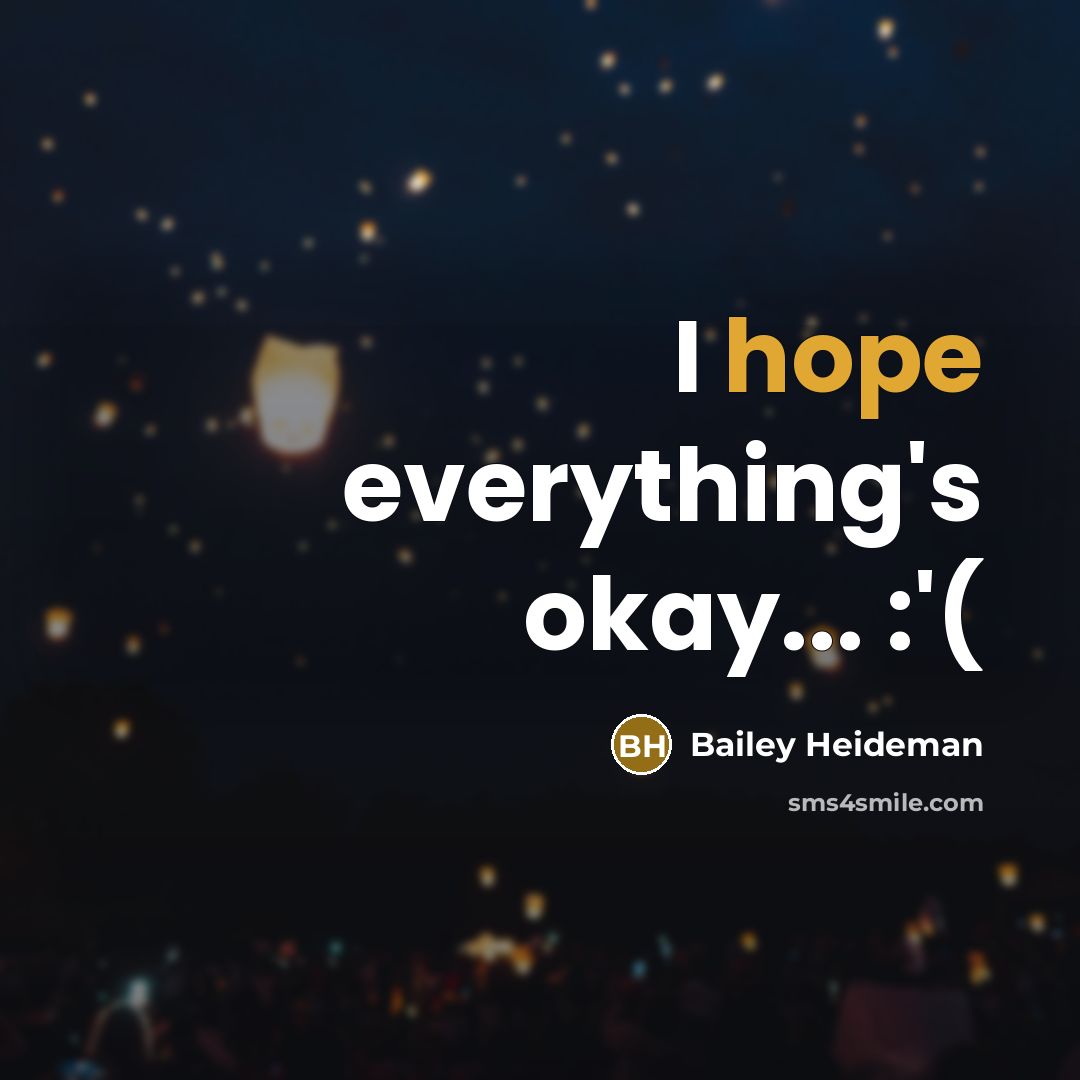“I hope everything's okay... :'(” quote by Bailey Heideman