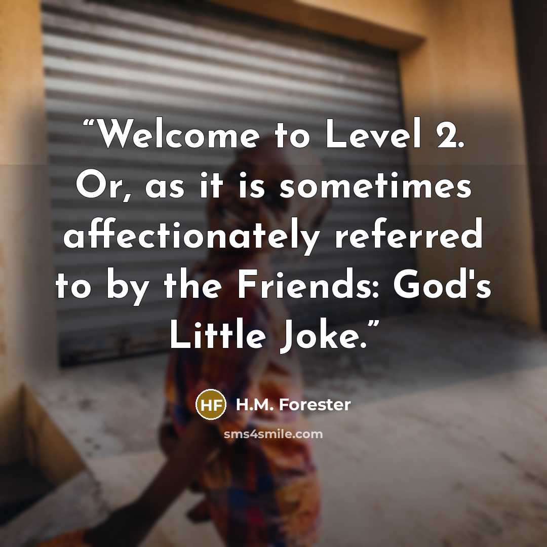 “Welcome to Level 2. Or, as it is sometimes affectionately referred to by the Friends: God's Little Joke.” quote by H.M. Forester