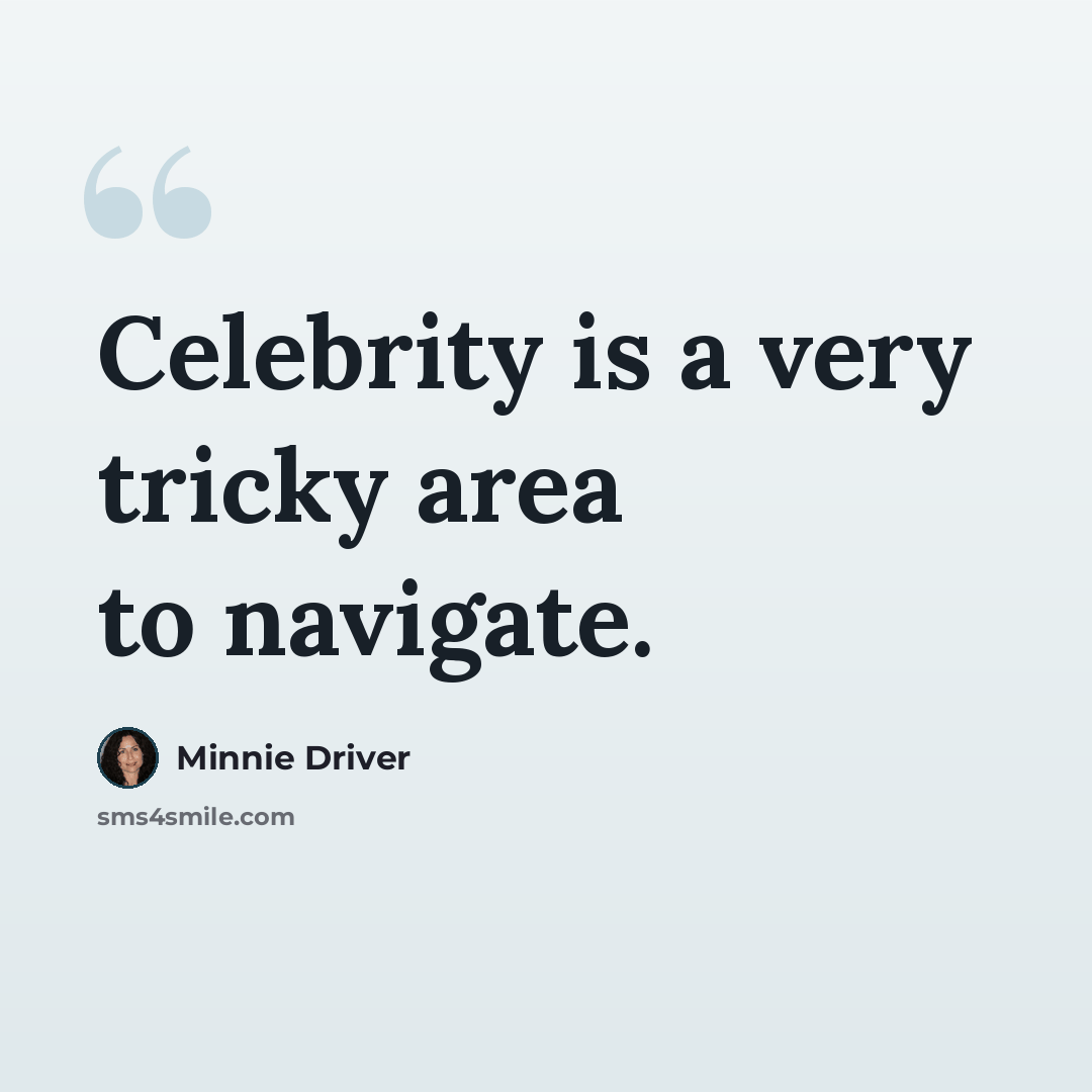 “Celebrity is a very tricky area to navigate.” quote by Minnie Driver