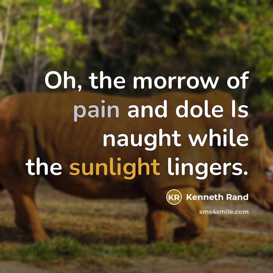“Oh, the morrow of pain and dole Is naught while the sunlight lingers.” quote by Kenneth Rand