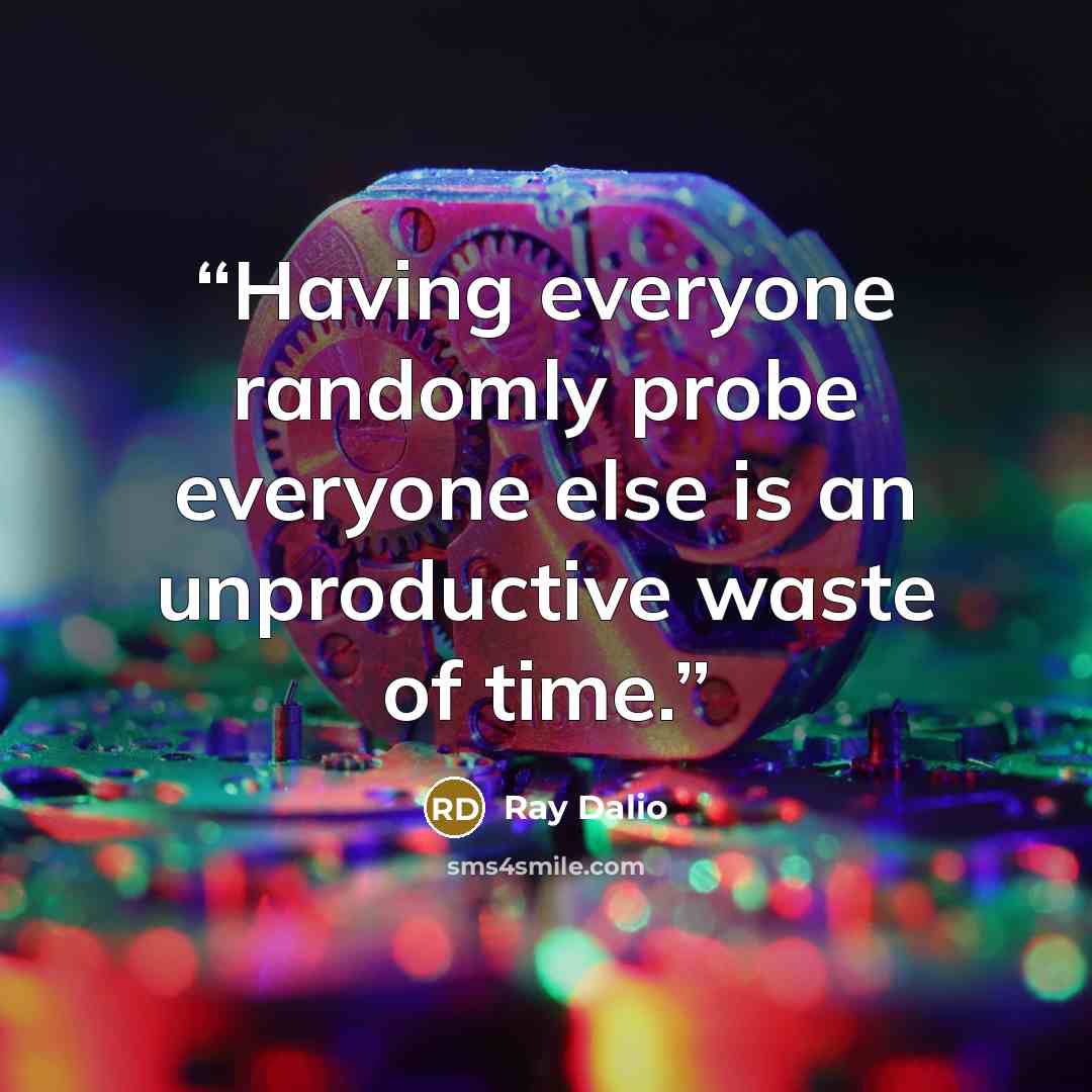 “Having everyone randomly probe everyone else is an unproductive waste of time.” quote by Ray Dalio