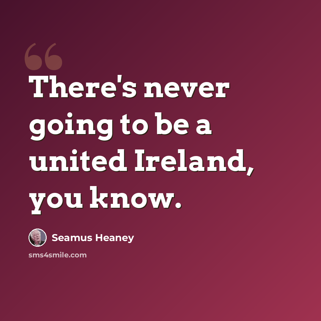 “There's never going to be a united Ireland, you know.” quote by Seamus Heaney