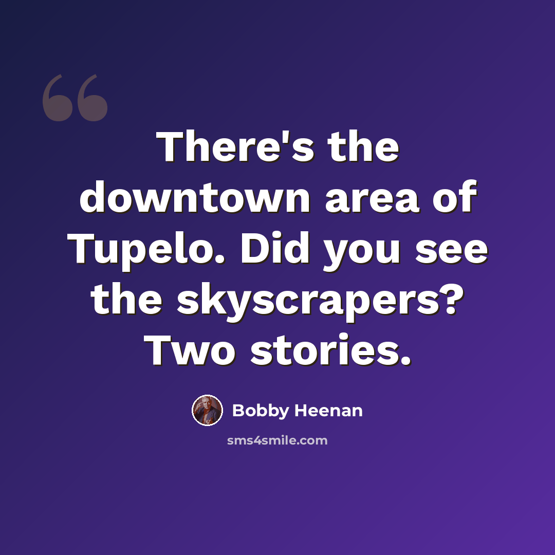 “There's the downtown area of Tupelo. Did you see the skyscrapers? Two stories.” quote by Bobby Heenan