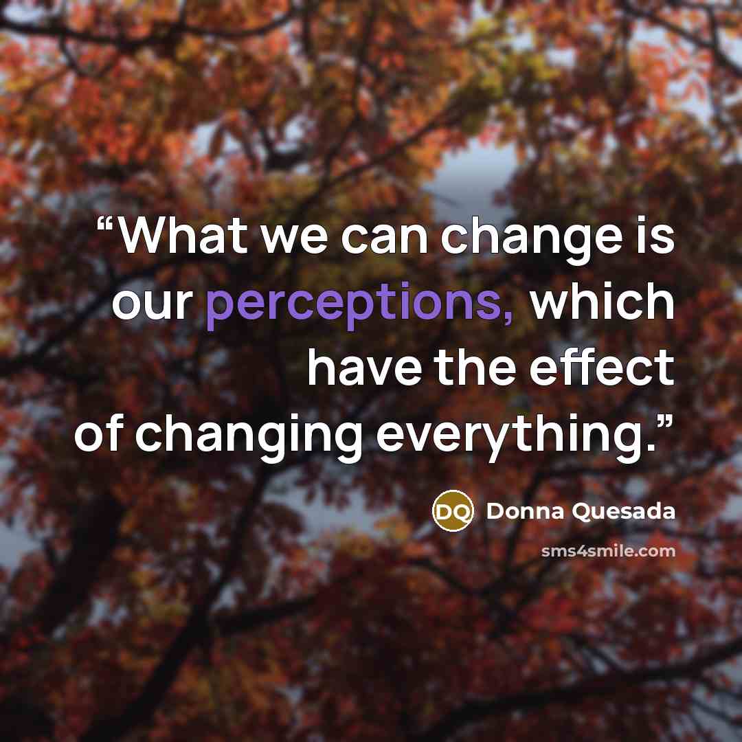 “What we can change is our perceptions, which have the effect of changing everything.” quote by Donna Quesada